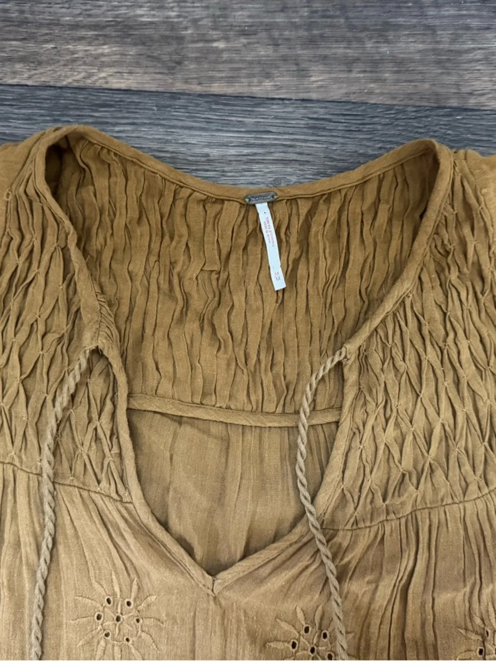 Free People Celestial Skies Tuscan Fields Midi Dress Cotton Bohemian Tiered M - Picture 5 of 9